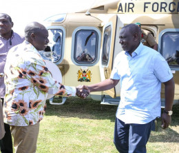 File image of Deputy President Rigathi Gachagua and President William Ruto in Homa Bay.